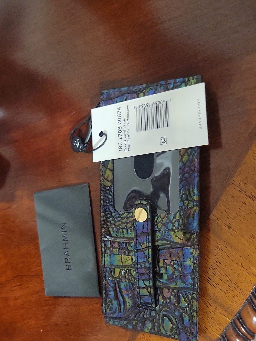Brahmin Black Pearl Ombre Credit Card Wallet